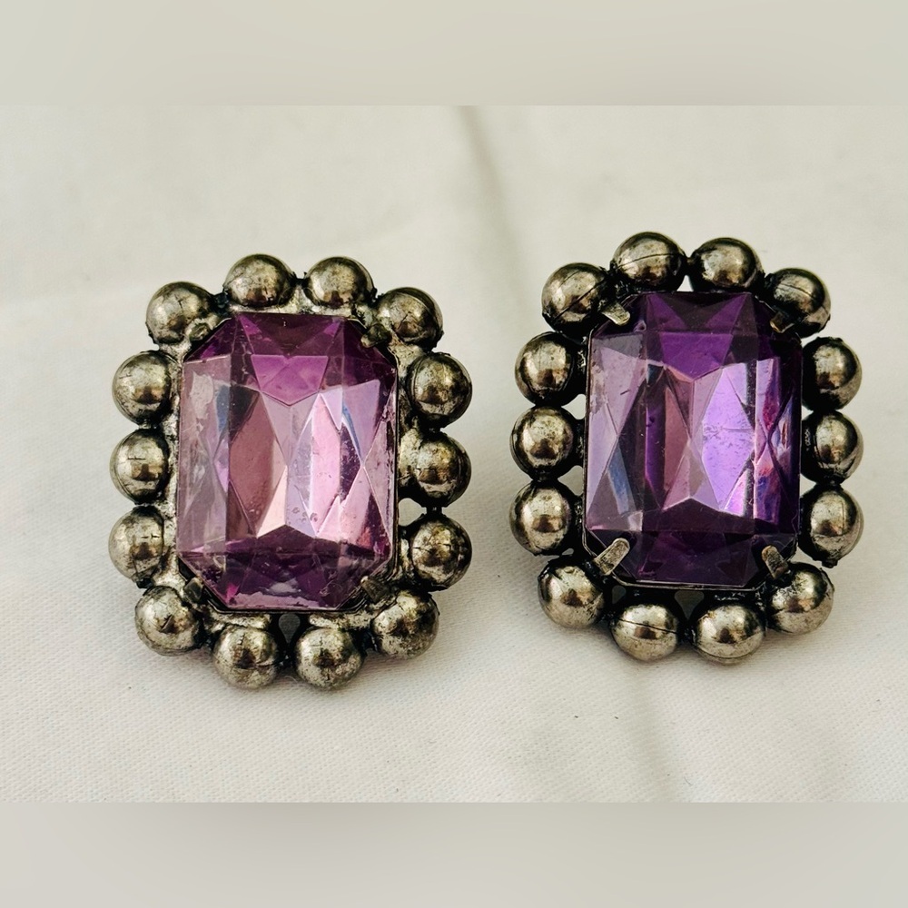 Rhinestone Clip-on Earrings - Picture 1 of 4